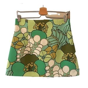 Green Floral Retro Skirt
